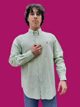 Charger l'image dans la galerie, Chemise "Seconde" Lionnel - Vert pâle à logo brodé en couleur. Taille L, 40, 42. Polo Ralph Lauren.