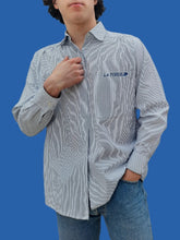 Charger l'image dans la galerie, Chemise vintage Martin - Blanc à rayures bleues à logo. Taille L, 40, 42. La poste. C. Bocage.