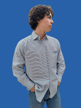 Charger l'image dans la galerie, Chemise vintage Martin - Blanc à rayures bleues à logo. Taille L, 40, 42. La poste. C. Bocage.