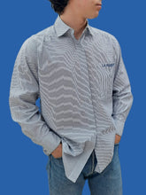 Charger l'image dans la galerie, Chemise vintage Martin - Blanc à rayures bleues à logo. Taille L, 40, 42. La poste. C. Bocage.