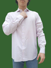 Charger l'image dans la galerie, Chemise "Seconde" Olivier - Blanche à fines rayures roses. Fitted. Taille L, 40, 42. Calvin Klein.