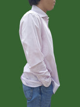 Charger l'image dans la galerie, Chemise "Seconde" Olivier - Blanche à fines rayures roses. Fitted. Taille L, 40, 42. Calvin Klein.