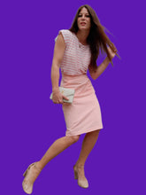 Charger l'image dans la galerie, Jupe crayon vintage Salomé - En coton rose et poches. Taille S, 36, 38. Grafity's Paris. Made in France.