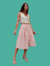 Charger l'image dans la galerie, Jupe vintage Astrid - Toute boutonnée en coton rose. Taille S, 36, 38. Miss Helen. Made in Italy