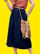 Charger l'image dans la galerie, Jupe vintage Marlène - En crêpe bleue marine. Taille L, 40, 42. Canda.