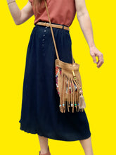 Charger l'image dans la galerie, Jupe vintage Marlène - En crêpe bleue marine. Taille L, 40, 42. Canda.