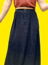Charger l'image dans la galerie, Jupe vintage Marlène - En crêpe bleue marine. Taille L, 40, 42. Canda.