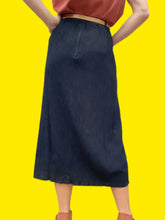 Charger l'image dans la galerie, Jupe vintage Marlène - En crêpe bleue marine. Taille L, 40, 42. Canda.