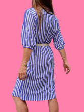 Charger l'image dans la galerie, Robe vintage Martha - A rayures bleues et blanches. Taille M, 38, 40. Elvi Couture. Made in Holland.