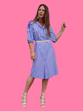 Charger l'image dans la galerie, Robe vintage Martha - A rayures bleues et blanches. Taille M, 38, 40. Elvi Couture. Made in Holland.