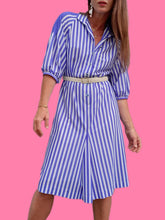 Charger l'image dans la galerie, Robe vintage Martha - A rayures bleues et blanches. Taille M, 38, 40. Elvi Couture. Made in Holland.