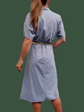 Charger l'image dans la galerie, Robe chemise vintage Liliane - Bleu glacier, boutonnée. Taille L, 40, 42. Jean Bailly. Made in France.