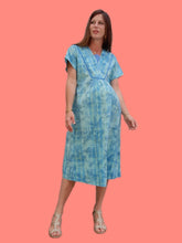 Charger l'image dans la galerie, Robe vintage Léanne - Maternité. Carreaux et fleurs anis. Taille M, 38, 40. Péro. Made in France.