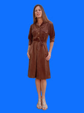 Charger l'image dans la galerie, Robe vintage Célia - Peau de pêche marron. Taille S ou 36, 38. Made in France.