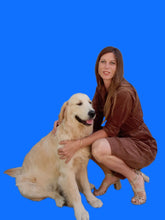 Charger l'image dans la galerie, Robe vintage Célia - Peau de pêche marron. Taille S ou 36, 38. Made in France.