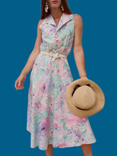 Charger l'image dans la galerie, Robe vintage Marjorie - Fleurs abstraites pastels. Coton. Taille M, 38, 40. C&A. Made in Belgium.