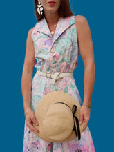 Charger l'image dans la galerie, Robe vintage Marjorie - Fleurs abstraites pastels. Coton. Taille M, 38, 40. C&A. Made in Belgium.