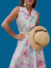 Charger l'image dans la galerie, Robe vintage Marjorie - Fleurs abstraites pastels. Coton. Taille M, 38, 40. C&A. Made in Belgium.