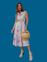 Charger l'image dans la galerie, Robe vintage Marjorie - Fleurs abstraites pastels. Coton. Taille M, 38, 40. C&A. Made in Belgium.
