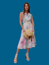 Charger l'image dans la galerie, Robe vintage Marjorie - Fleurs abstraites pastels. Coton. Taille M, 38, 40. C&A. Made in Belgium.