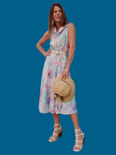 Charger l'image dans la galerie, Robe vintage Marjorie - Fleurs abstraites pastels. Coton. Taille M, 38, 40. C&A. Made in Belgium.