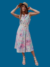 Charger l'image dans la galerie, Robe vintage Marjorie - Fleurs abstraites pastels. Coton. Taille M, 38, 40. C&A. Made in Belgium.
