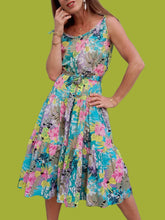 Charger l'image dans la galerie, Robe vintage Brigitte - Fleurs exotiques et épaules a nouer. Taille M, 38, 40. J.P Delfin. Made in France.