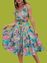 Charger l'image dans la galerie, Robe vintage Brigitte - Fleurs exotiques et épaules a nouer. Taille M, 38, 40. J.P Delfin. Made in France.