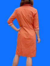 Charger l'image dans la galerie, Robe vintage Angèle - Coton imprimé Camarguais orange. Taille S, 36, 38. Les Olivades.
