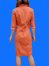 Charger l'image dans la galerie, Robe vintage Angèle - Coton imprimé Camarguais orange. Taille S, 36, 38. Les Olivades.