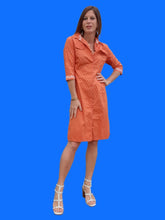Charger l'image dans la galerie, Robe vintage Angèle - Coton imprimé Camarguais orange. Taille S, 36, 38. Les Olivades.
