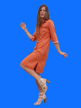 Charger l'image dans la galerie, Robe vintage Angèle - Coton imprimé Camarguais orange. Taille S, 36, 38. Les Olivades.