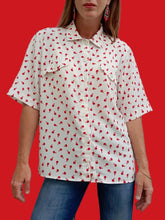 Charger l'image dans la galerie, Chemisier vintage Nina - Imprimé pommes. Taille XXL, 44, 46. Caroline Rohmer. Made in Italy