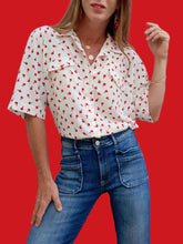 Charger l'image dans la galerie, Chemisier vintage Nina - Imprimé pommes. Taille XXL, 44, 46. Caroline Rohmer. Made in Italy