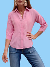Charger l'image dans la galerie, chemisier "Seconde" Elisa - Soie rose bonbon. Taille S, 36, 38. Taille S, 36, 38. Gerard Darel. Made in Italy