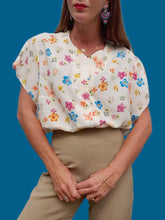 Charger l'image dans la galerie, Chemisier vintage Marjolène - Imprimé floral. Taille XXL, 44, 46. Françoise de France