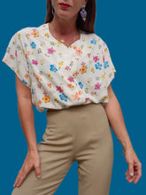 Charger l'image dans la galerie, Chemisier vintage Marjolène - Imprimé floral. Taille XXL, 44, 46. Françoise de France