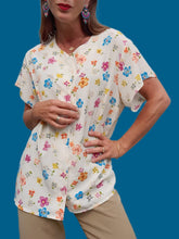 Charger l'image dans la galerie, Chemisier vintage Marjolène - Imprimé floral. Taille XXL, 44, 46. Françoise de France