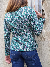 Charger l'image dans la galerie, Veste 'Seconde' Camille - Liberty vert, noir, blanc et rose. Taille S ou 36, 38. ICHI. Made in China