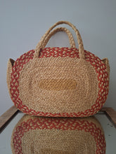 Charger l'image dans la galerie, Sac Marilyn - En paille naturelle réhaussé d'un liseré rouge.