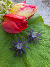 Charger l'image dans la galerie, Boucles d'oreilles Léane - Étoile Florale Mauve & Cristal Givré violet