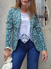 Charger l'image dans la galerie, Veste 'Seconde' Camille - Liberty vert, noir, blanc et rose. Taille S ou 36, 38. ICHI. Made in China