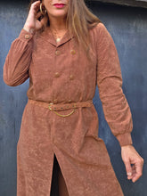 Charger l'image dans la galerie, Trench vintage Florence - En suédine marron chocolat 70s. Taille L, 40, 42. Made in France