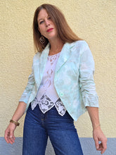 Charger l'image dans la galerie, Veste 'Seconde' Stella - Vert pastel motifs Cachemire Paisley et manches froncées. Taille S, 36, 38.