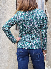 Charger l'image dans la galerie, Veste 'Seconde' Camille - Liberty vert, noir, blanc et rose. Taille S ou 36, 38. ICHI. Made in China