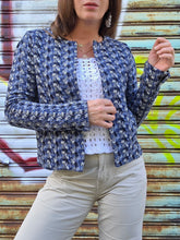 Charger l'image dans la galerie, Veste 'seconde' Lola - Imprimé graphique bleu, noir et gris. Taille L, 40, 42. Esprit.