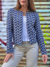 Charger l'image dans la galerie, Veste 'seconde' Lola - Imprimé graphique bleu, noir et gris. Taille L, 40, 42. Esprit.
