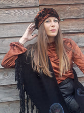 Charger l'image dans la galerie, Béret vintage Kelly - Motifs feuillages, soie et viscose.