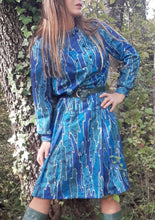 Charger l'image dans la galerie, Robe vintage Valérie - Motifs géométriques. Taille M, 38, 40. Fabriqué en France