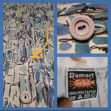 Charger l'image dans la galerie, Robe vintage Marjorie - Imprimé abstrait bleu. Taille S, 36, 38. Fabriqué en France